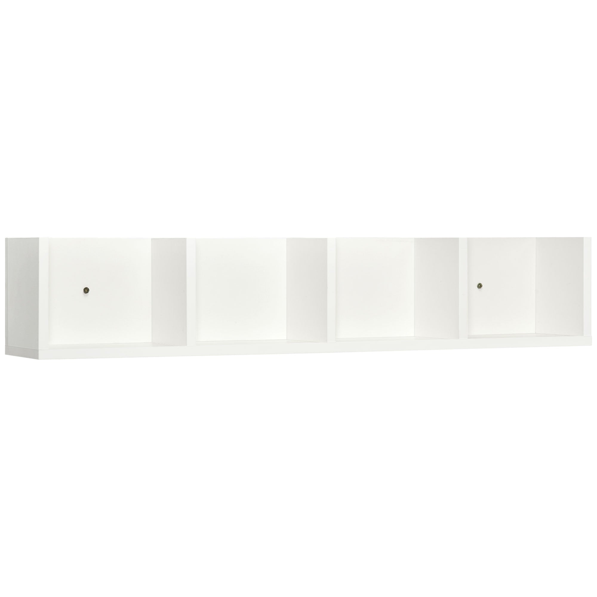 HOMCOM Wall Mount 84 CD / 56 DVD/Blu-ray/ Media Storage Rack 4 Cubes Wooden Shelf Organizer Unit Bookcase Display (White) 