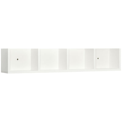 HOMCOM Wall Mount 84 CD / 56 DVD/Blu-ray/ Media Storage Rack 4 Cubes Wooden Shelf Organizer Unit Bookcase Display (White) 