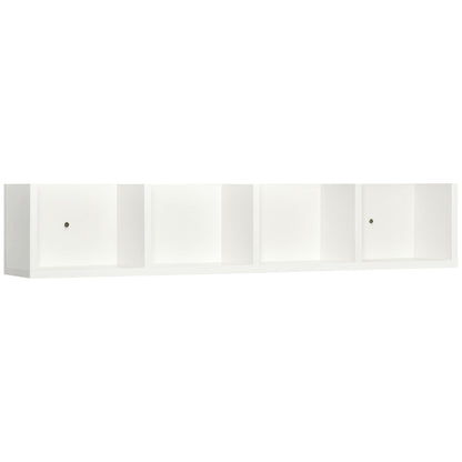 HOMCOM Wall Mount 84 CD / 56 DVD/Blu-ray/ Media Storage Rack 4 Cubes Wooden Shelf Organizer Unit Bookcase Display (White) 