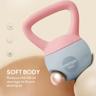 SPORTNOW 4KG Soft Kettlebell, Kettlebell with Non-Slip Handle for Home Gym, Weight Lifting, Strength Training, Pink/Grey 
