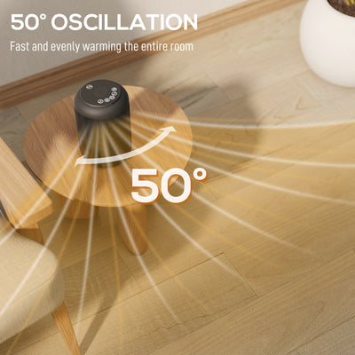 HOMCOM 1500W Ceramic Electric Heater with Fan, Timer, Oscillation - Black 