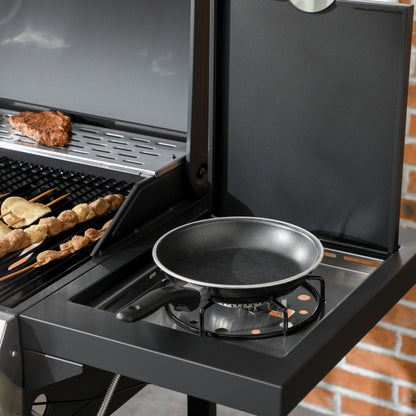 Outsunny Four-Burner Steel Gas Grill, with Thermometer - Black 
