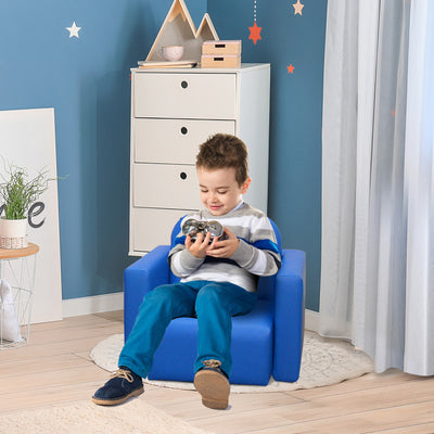 HOMCOM 2 In 1 Toddler Sofa Chair,  48 x 44 x 41 cm, for Game Relax Playroom, Blue 