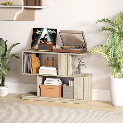 HOMCOM S-Shaped Side Table - Natural Wood Finish 