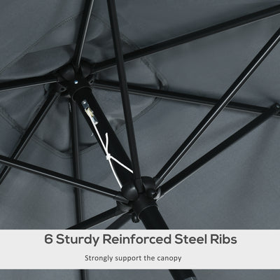 Outsunny 3x2m Patio Parasol Garden Umbrellas Canopy with Aluminum Tilt Crank Rectangular Sun Shade Steel, Dark Grey 