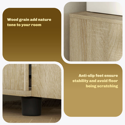 Vinsetto Two-Tier Locking Office Storage Cabinet - Oak 