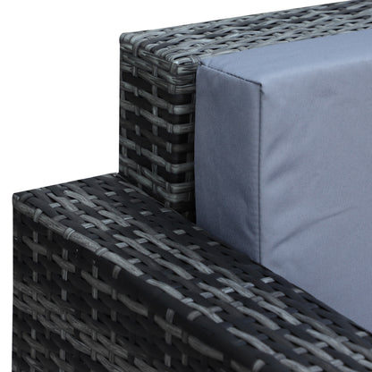 Outsunny 3-Seater Weather Resistant Outdoor Garden Rattan Sofa Grey 