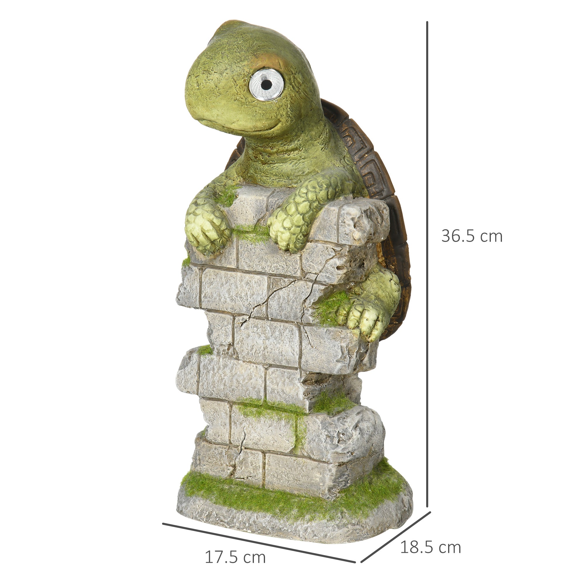 Outsunny Vivid Tortoise Art Sculpture with Solar LED Light, Colourful Garden\'c2\'a0Statue, Outdoor Ornament Home Decoration for Porch, Deck, Grass