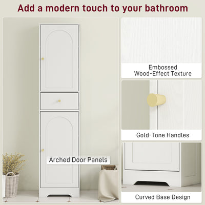 HOMCOM Tall Bathroom Cabinet with Arched Doors - White 
