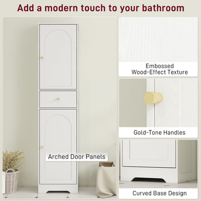 HOMCOM Tall Bathroom Cabinet with Arched Doors - White