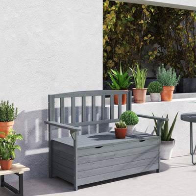 Outsunny Two-Seater Garden Storage Bench - Grey 