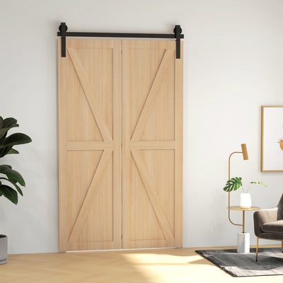 HOMCOM 4FT/122CM Bi-Folding Sliding Barn Door Hardware Track Kit, Heavy Duty Sliding Door Kit for 2 Doors with J Shape Hanger 