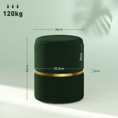 HOMCOM Velvet-Feel Storage Ottoman - Green 