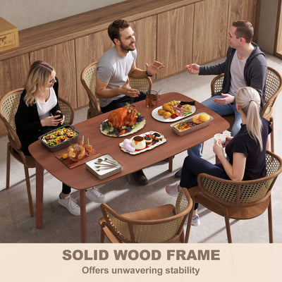 HOMCOM Pine Wood Rectangular Dining Table - Light Brown 