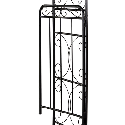 Outsunny Garden Decorative Metal Arch with Gate Outdoor Patio Trellis Arbor for Climbing Plant Archway Antique Black - 108L x 45W x 215Hcm 