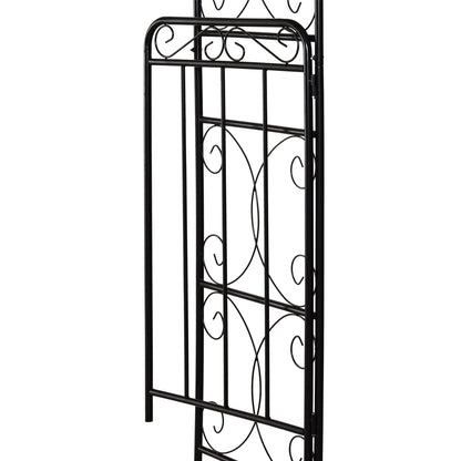 Outsunny Garden Decorative Metal Arch with Gate Outdoor Patio Trellis Arbor for Climbing Plant Archway Antique Black - 108L x 45W x 215Hcm 