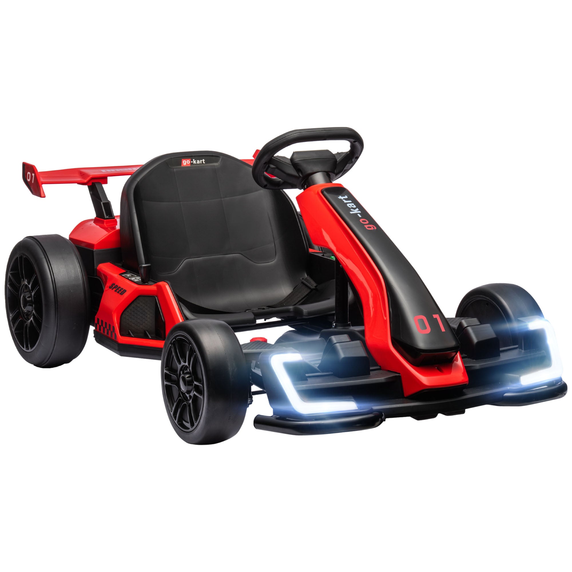 HOMCOM 24V Electric Go Kart for Kids with Adjustable Seat for 6-12 Years, Red 
