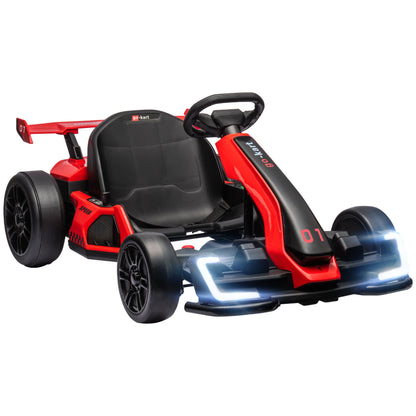 HOMCOM 24V Electric Go Kart for Kids with Adjustable Seat for 6-12 Years, Red 