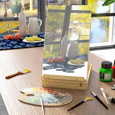 Vinsetto Wooden Table Easel Box Hold Canvas up to 61cm, Adjustable Beechwood Storage Table Box Easel, Portable Folding Artist Drawing & Sketching Board for Adults, Beginners, Artists Painting 