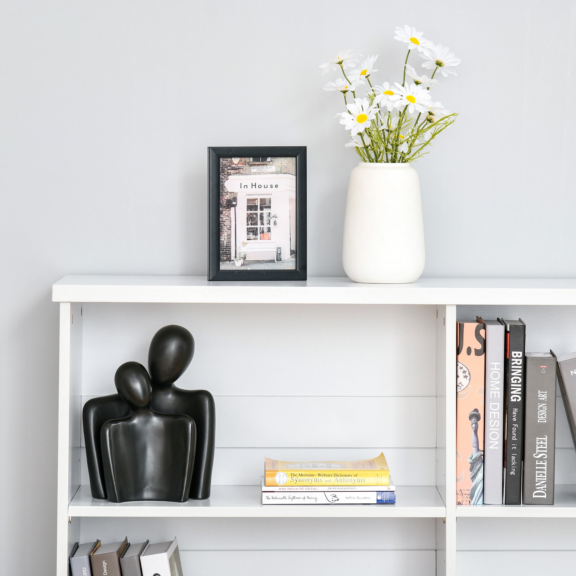 HOMCOM Wooden Cube Bookcase, 2 Tier Open Storage Shelving Unit with 4 Compartments, Freestanding Display Bookshelf for Home Office Living Room Furniture, 118 x 29 x 76cm, White 