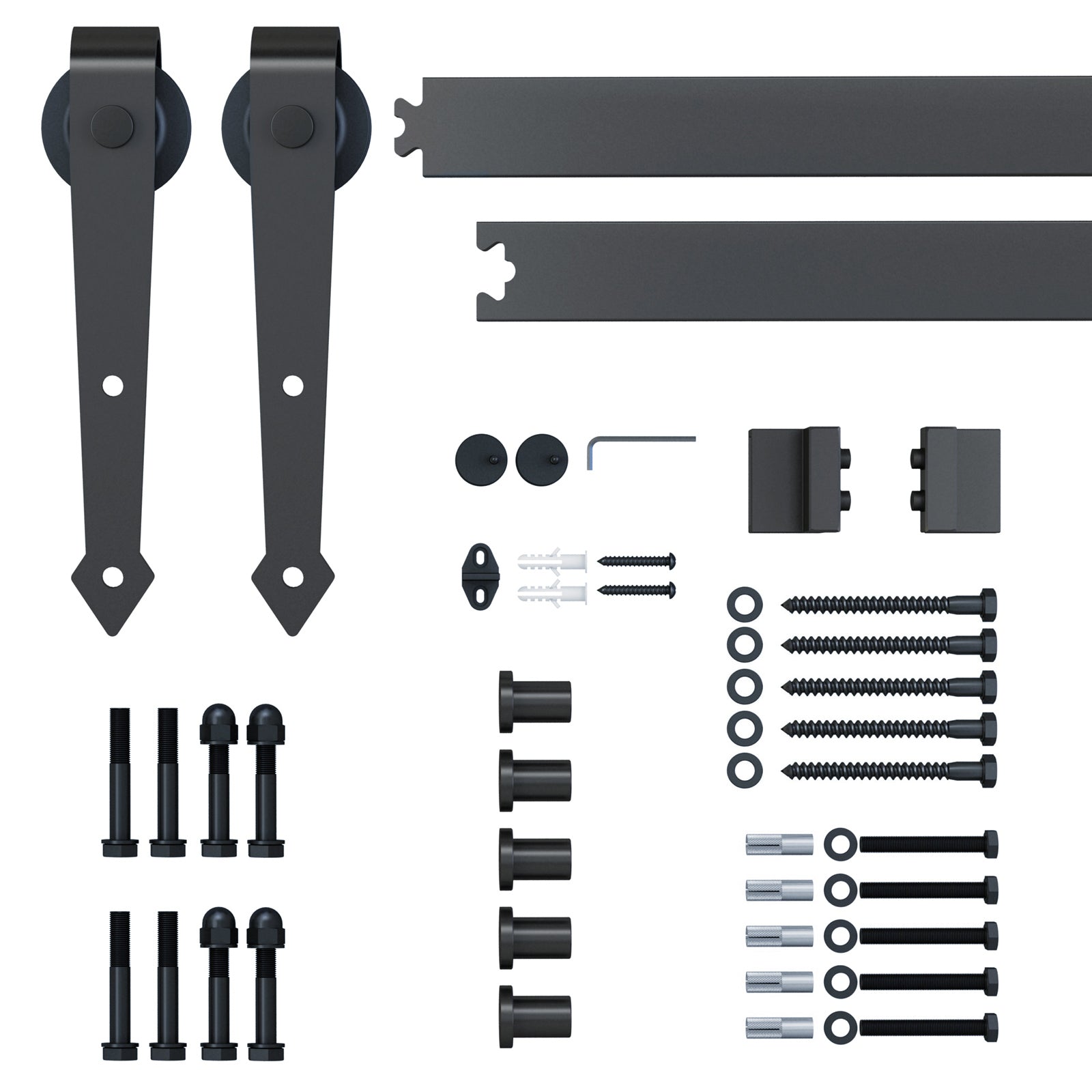HOMCOM 6.6FT Carbon Steel Sliding Door Kits Barn Hardware Closet Set Antique Style Track System For Single Wooden Door 
