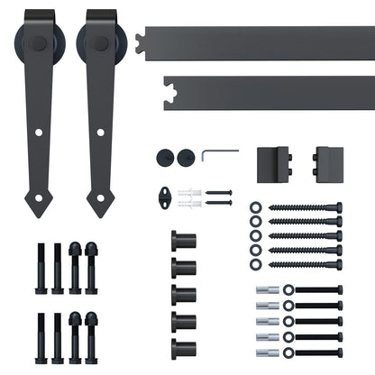 HOMCOM 6.6FT Carbon Steel Sliding Door Kits Barn Hardware Closet Set Antique Style Track System For Single Wooden Door 