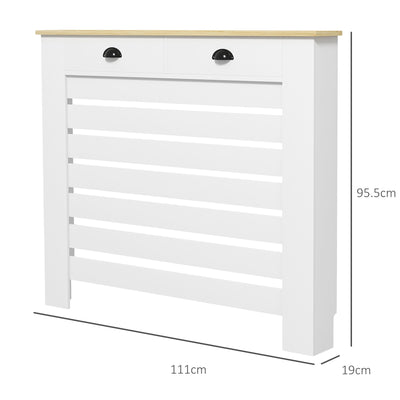 HOMCOM 95.5H x 111Wcm Radiator Cover, with Drawer - White 