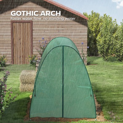 Outsunny Polytunnel Greenhouse with Sandbags, Walk-In Tunnel Green House with 2 Doors and Screen Windows, 1.8 x 1.8 x 2m, Green 