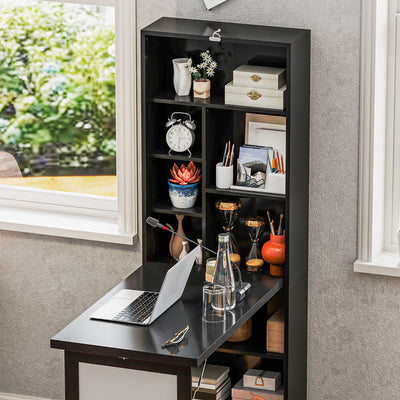 HOMCOM Three-Part Work Desk, with Storage and Writing Board - Black 