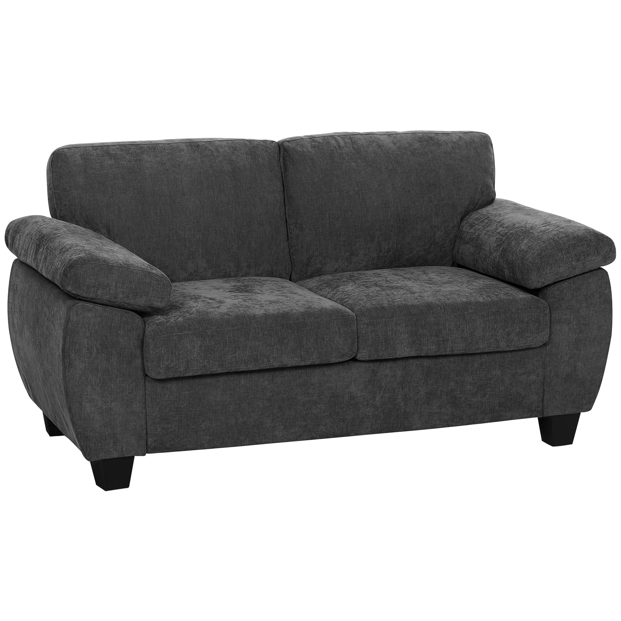 HOMCOM 2 Seater Sofa, 156cm Chenille Loveseat Sofa, Dark Grey 