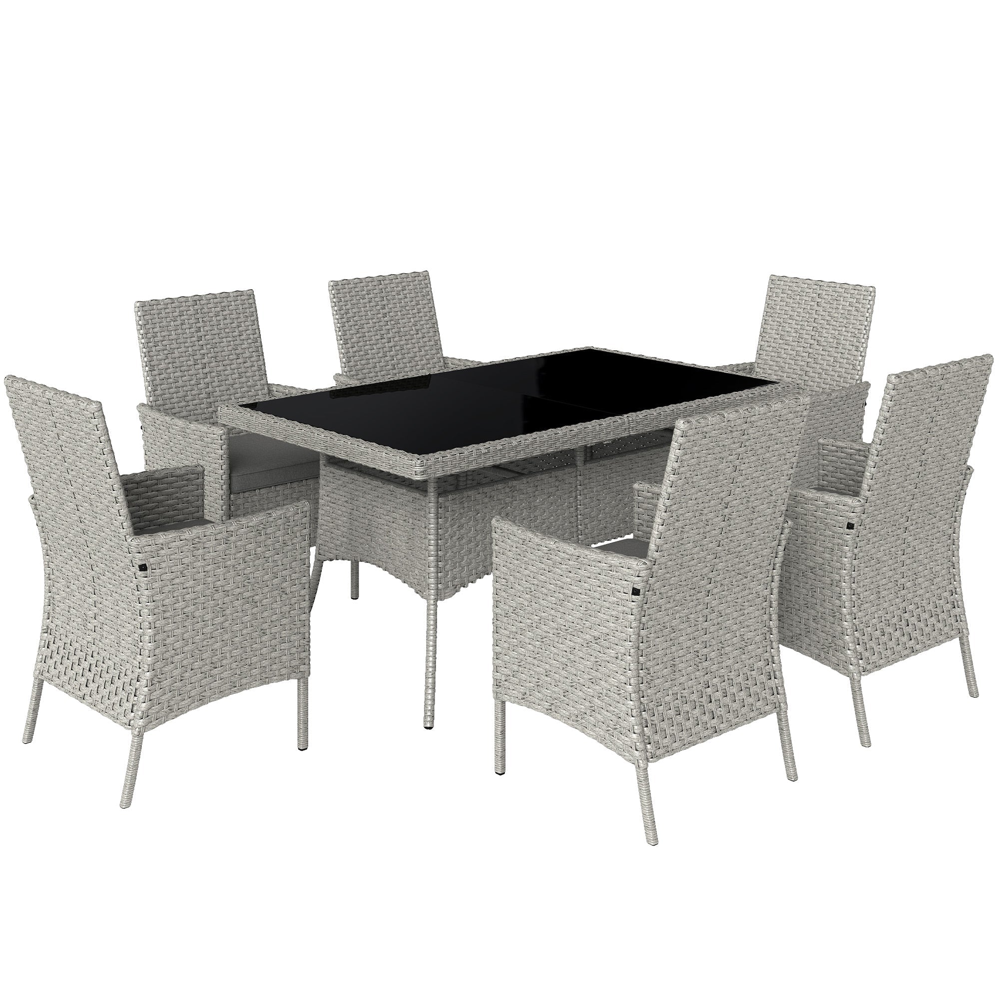 Outsunny Seven-Piece Rattan Dining Set - Grey 