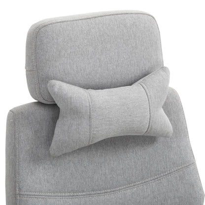 Vinsetto Office Chair, Ergonomic Desk Chair, High Back Fabric Work Chair with 160\'c2\'b0 Reclining Backrest, Retractable Footrest, Neck and Lumbar Pillow for Home and Study, Grey