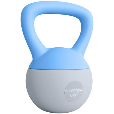 SPORTNOW 6KG Soft Kettlebell, Kettlebell with Non-Slip Handle for Home Gym, Weight Lifting, Strength Training, Light Blue/Grey 