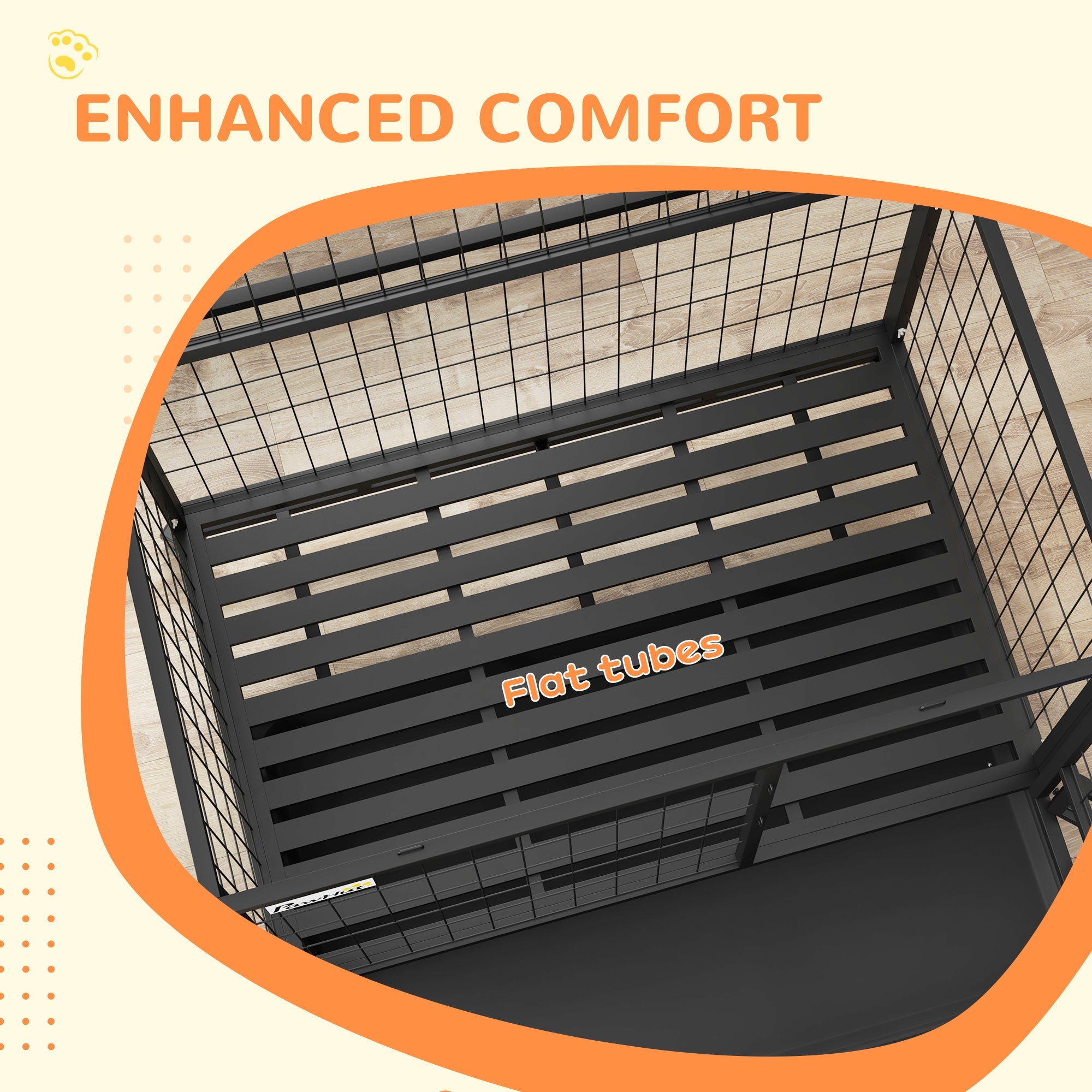 PawHut Heavy Duty Dog Crate on Wheels w/ Bowl Holder, Removable Tray, Openable Top, Detachable Door, for L, XL Dogs 