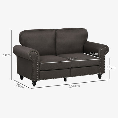 HOMCOM Two-Seater Mid-Century Sofa, with Pocket Springs - Dark Brown 