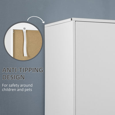 HOMCOM 2-Door Wardrobe with 2 Drawers, Hanging Rod and Anti-tipping Straps for Bedroom Clothes Storage Organisation, White 
