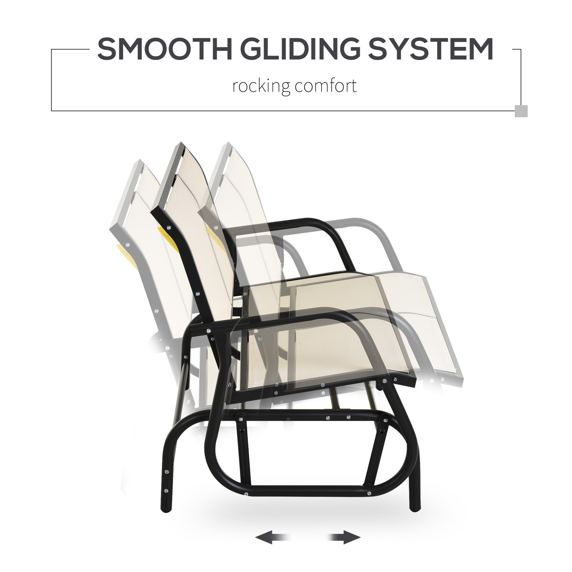 Outsunny 2-Person Outdoor Glider Bench Patio Double Swing Gliding Chair Loveseat w/Power Coated Steel Frame for Garden Patio Porch, Cream 