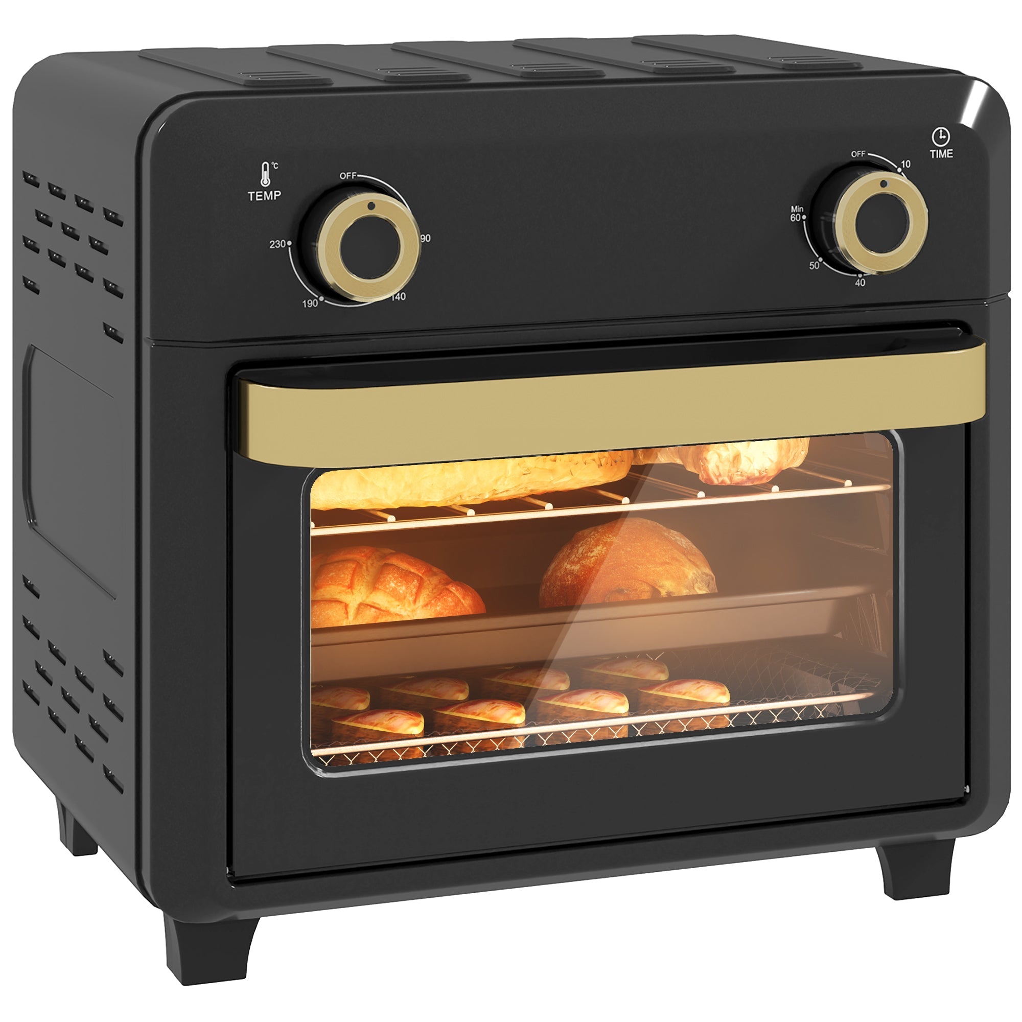 HOMCOM 10L Air Fryer Oven, Mini Oven, Oil Free Cooking, Grill, Roast, Bake, with Adjustable Temperature, Timer, Dishwasher Safe, 1000W, Black 