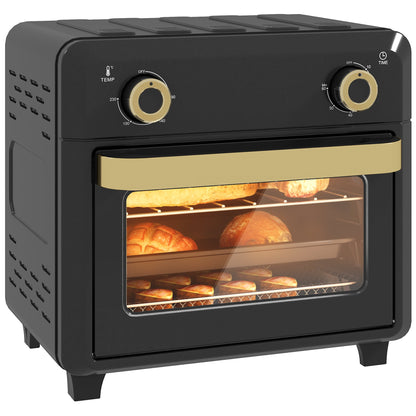 HOMCOM 10L Air Fryer Oven, Mini Oven, Oil Free Cooking, Grill, Roast, Bake, with Adjustable Temperature, Timer, Dishwasher Safe, 1000W, Black 