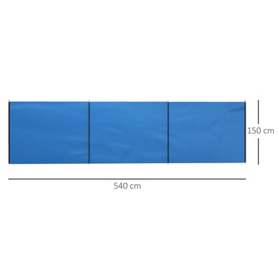 Outsunny 5 Pole Camping Windbreaks, Beach Wind Shield Shelter with Carry Bag and Steel Poles, Outdoor Caravan Privacy Shield, 540cm x 150cm, Blue 