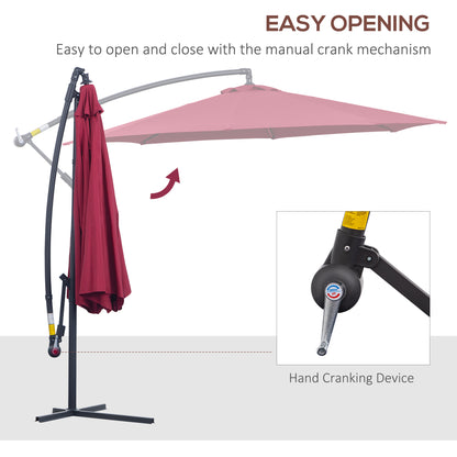 Outsunny 3m Water Resistant Terylene Hanging Parasol Wine Red 