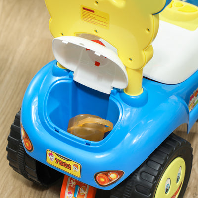 AIYAPLAY Foot to Floor oddler Ride on Toy w/ Music, Light, Horn, Under Seat Storage, Anti-Over-Backwards Device, Blue 