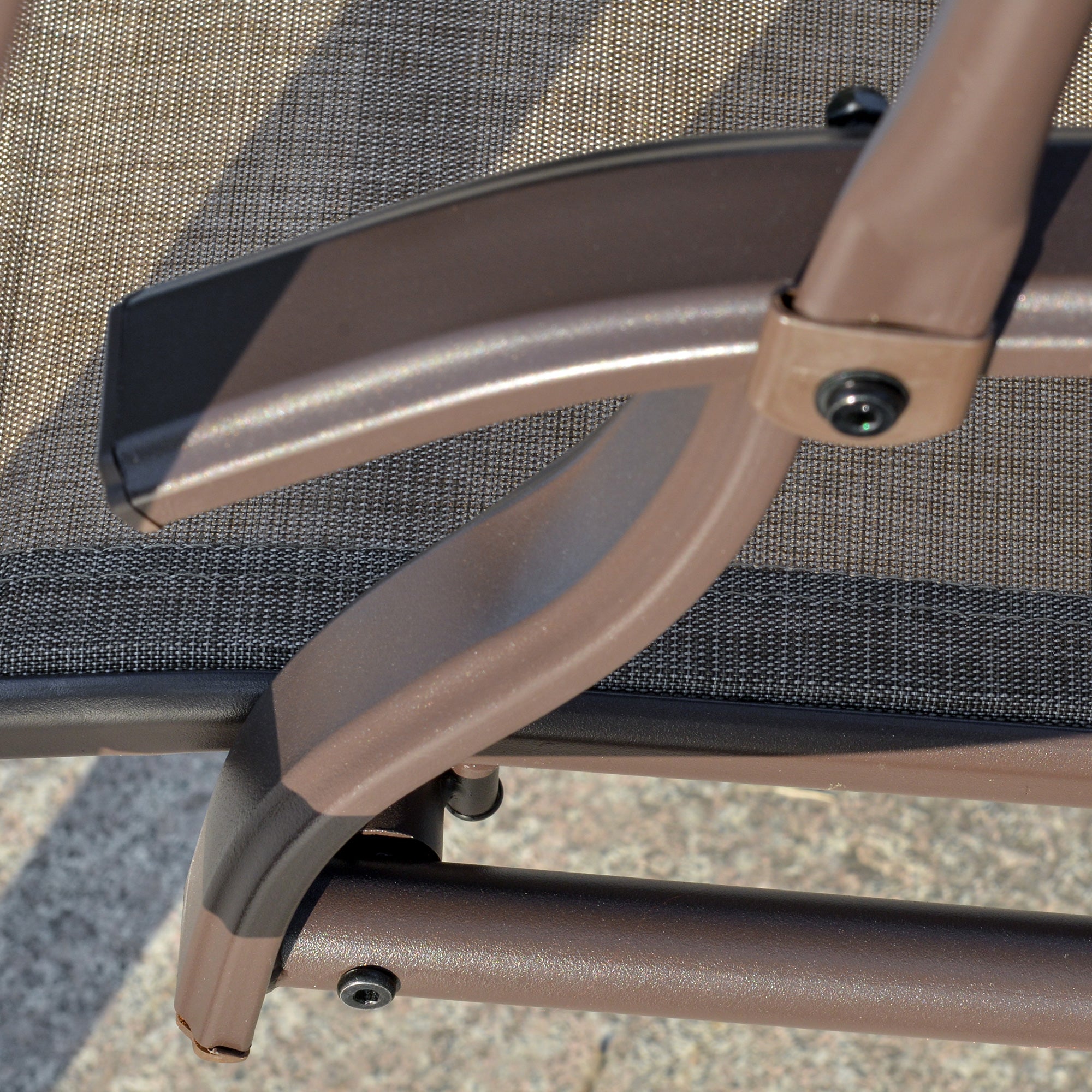 Outsunny 2 Seater Garden Swing Seat Swing Chair, Outdoor Canopy Swing Bench with Adjustable Shade, Metal Frame and Texteline Seat, Brown 