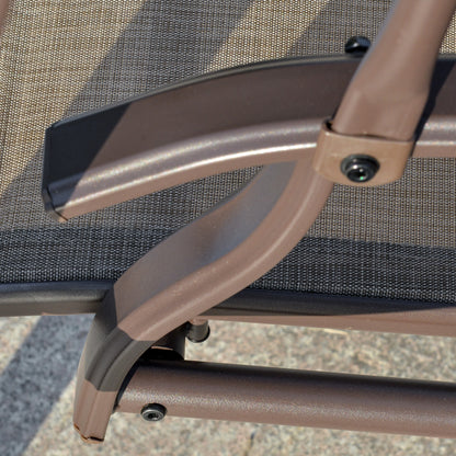 Outsunny 2 Seater Garden Swing Seat Swing Chair, Outdoor Canopy Swing Bench with Adjustable Shade, Metal Frame and Texteline Seat, Brown 