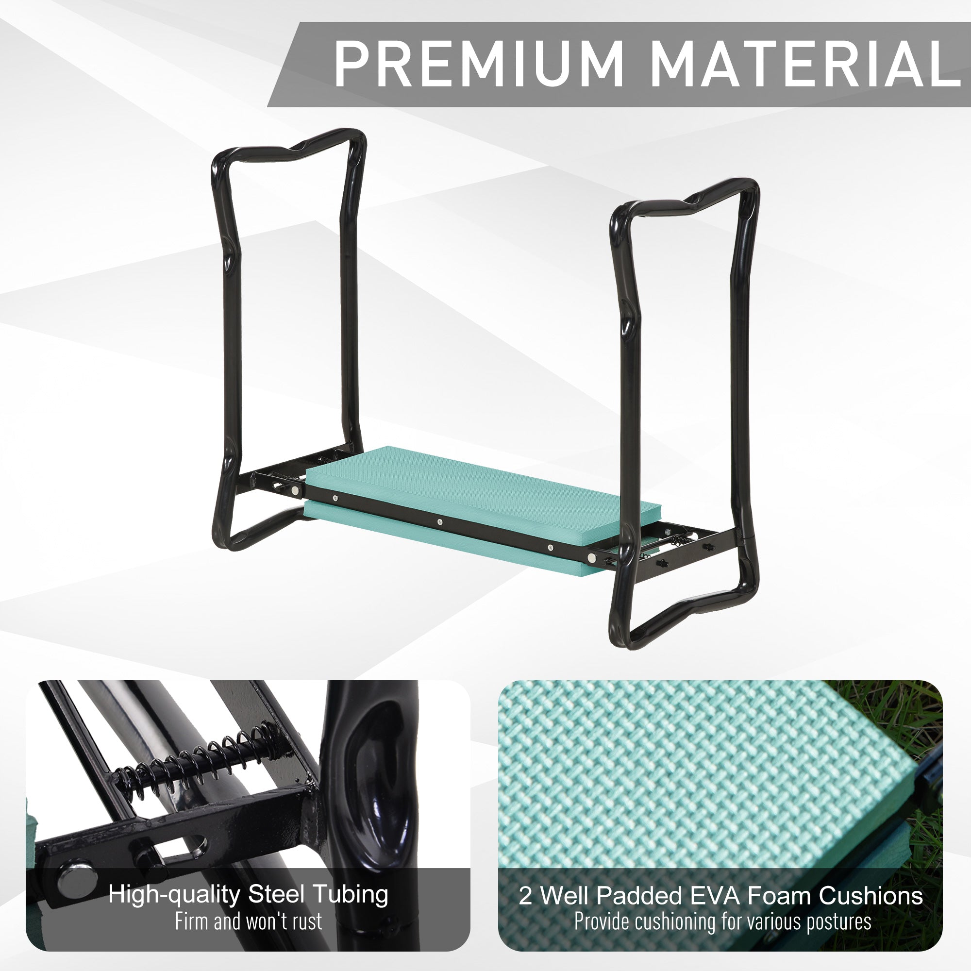 Outsunny 2 In 1 Garden Kneeler Seat Kneeling Pad Support Bench Foldable Knee Protector, Green 