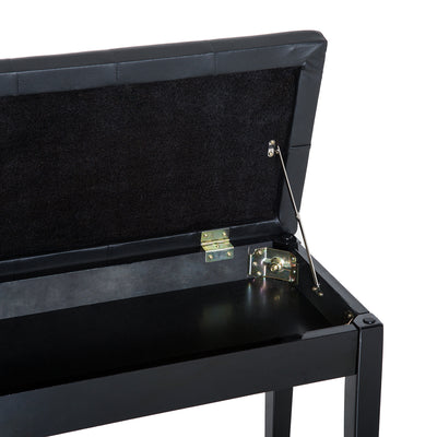 HOMCOM PU Leather Upholstered Piano Stool Makeup Stool Bench Dressing Table Seat with Storage 76x36x50cm, Black 
