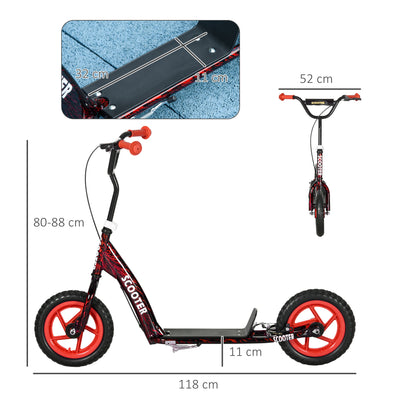 AIYAPLAY Kids Scooter with Adjustable Handlebar, Children's Kick Scooter with Non-slip Footplate, Rear Brake, Kickstand, Red 