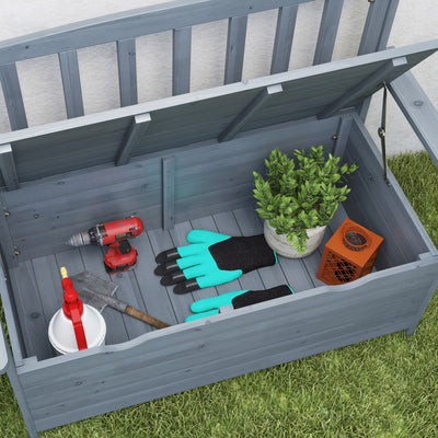 Outsunny Two-Seater Garden Storage Bench - Grey 