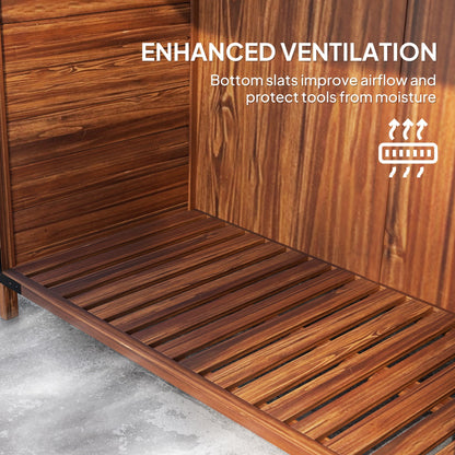 Outsunny 59 x 103.5 cm Two-Tier Wooden Garden Shed - Brown 