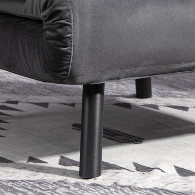 HOMCOM 4-in-1 Velvet-Feel Single Chair Bed, with Pillow - Charcoal Grey 
